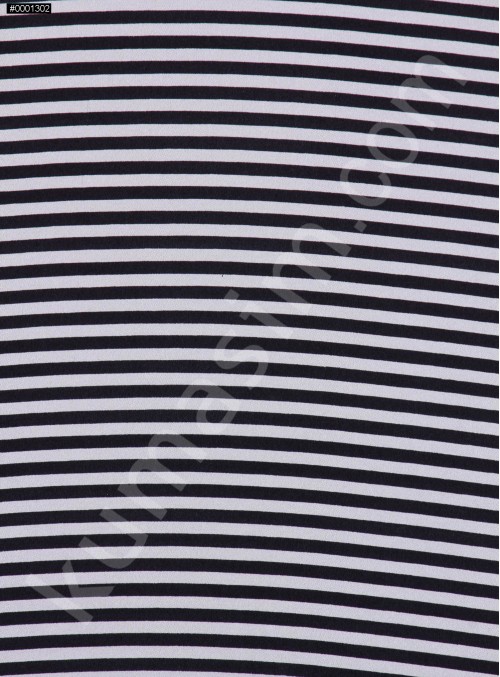 Siyah Beyaz Çizgi Desenli %100 İpek Saten Kumaş - S0045