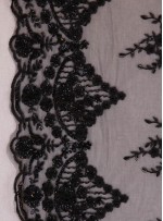 Gelinlik ve Nişanlık Aplike Desenli Eteği Sulu Siyah Kumaş - K10006