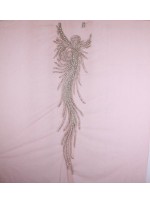 Sade Swarovski Taşlı - Payetli ve Boncuklu Karides Rengi Kupon Elbise - A11108