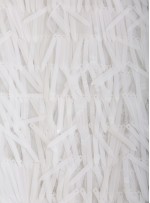Beyaz Büyük Çubuk Payetli Kumaş - K203