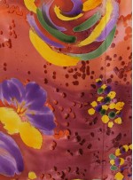 Islanmış Çiçek Desenli Turuncu İpek Empirme Saten Kumaş - K275
