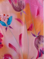 Çiçek Gül Desenli Rengarenk Empirme Saten Kumaş - K277