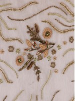 Seyrek Çiçek Desenli Boncuklu ve Taşlı Nişanlık ve Gelinlik Bej Kumaş - K29379