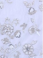 Seyrek Çiçek Desenli Payetli - Boncuklu - Taşlı Beyaz Kumaş - K29813