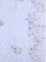Gelinlik ve Nişanlık Çiçek Desenli Payetli - Boncuklu - Taşlı Beyaz Kumaş - K29832
