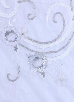 Çiçek Desenli Payetli - Boncuklu - Taşlı Nişanlık ve Gelinlik Beyaz Kumaş - K29903