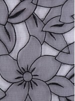 Çiçek Desenli Siyah Organze Kumaş - K3010