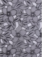 Çiçek Desenli Siyah Organze Kumaş - K3010
