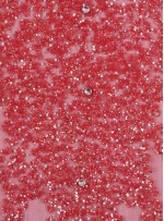 Yoğun Swarovski Taşlı - Payetli ve Boncuklu Kırmızı Kupon Elbise - A30122