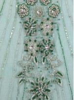 Elbise Desenli Yoğun Swarovski Taşlı - Payetli ve Boncuklu Yeşil Kupon Elbise - A30227