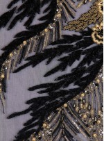 Siyah ve Gold Payetli - Boncuklu Nişanlık Kupon Elbise - A30321