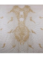 Osmanlı Desenli Taşlı - Payetli - Boncuklu Açık Gold Kupon Elbise - A30403