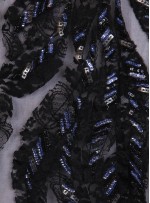 Büyük Yoğun Desenli Siyah Payetli - Boncuklu - Kupon Elbise - A30469