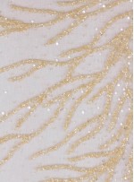 Dağınık Desenli Swarovski Taşlı - Payetli ve Boncuklu Gold Kupon Elbise - A30494