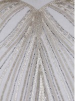 Yağmur Desenli Boncuklu - Payetli Beyaz Gelinlik Kupon Elbise - A307