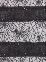 Şerit ve Örümcek Ağı Desenli Siyah Kumaş - K3177