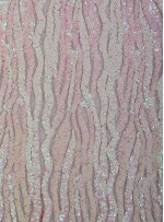 Tül Üzeri Desenli Payet Kumaş - Açık Hologram - K3193