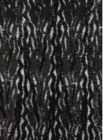 Tül Üzeri Desenli Payet Kumaş - Siyah - K3193