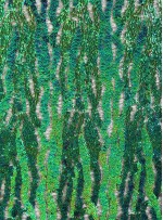 Tül Üzeri Desenli Payet Kumaş - Yeşil - K3193