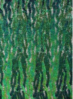 Tül Üzeri Desenli Payet Kumaş - Yeşil - K3193