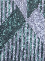 Tül Üzeri Çift Renkli Payet Kumaş - Yeşil Gümüş  - K3226