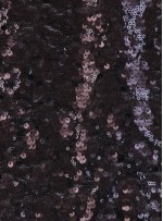 Tül Üzeri Şeffaf ve Siyah Payetli Kumaş - K3253