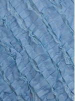 Mavi Verev Desenli Saten ve Saçaklı Tül Kumaş - K3255