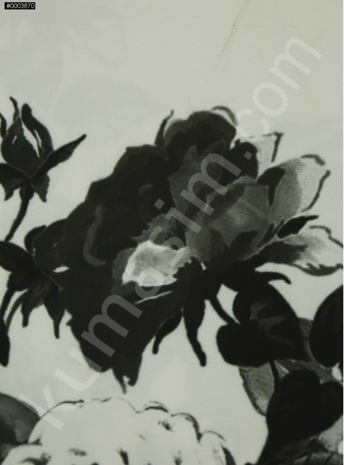 Elbiselik Desenli Siyah Dupont Saten Kumaş - K3361