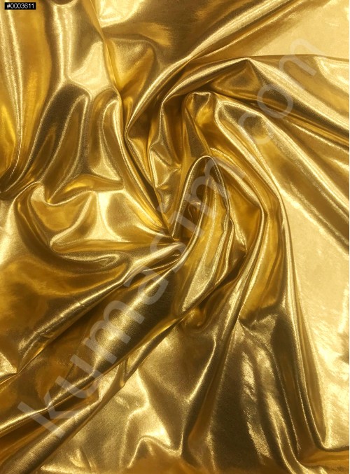 Elbiselik Parlak Gold Likralı Lame Kumaş - K3430