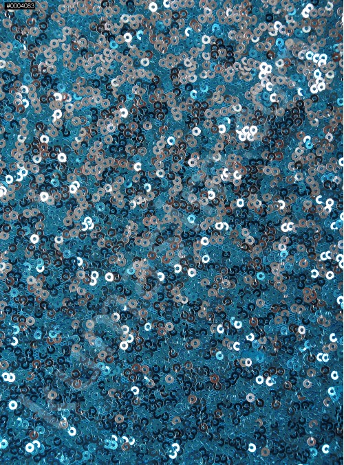 Yoğun Mavi - Gümüş Payetli Kumaş - K3519