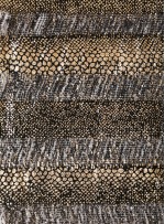 Yılan Desenli Baskılı Sacaklı Gold Payetli Kumaş - K3546