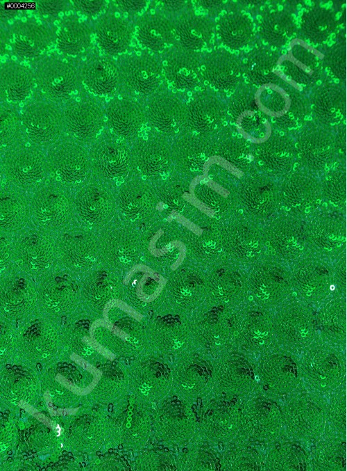 3mm Yoğun Yeşil Payetli Abiye Elbiselik Kumaş - K3560