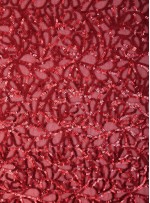 Abiye Elbiselik Kırmızı Tül Üzeri Kırmızı Payetli Kumaş - K3562
