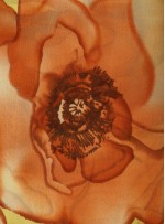 Büyük Çiçek Desenli Kahverengi Empirme Şifon Kumaş - K3622