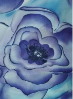 Büyük Çiçek Desenli Lila Empirme Şifon Kumaş - K3622
