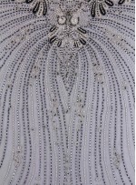 Gelinlik Swarovski Taşlı - Payetli ve Boncuklu Kupon Siyah Gümüş Elbise - A372