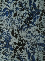 Çiçek Desenli Elbiselik - Döşemelik Saks Brokar Kumaş - K3874