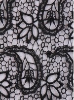 Şal Desenli Siyah Güpür Kumaş - K4078
