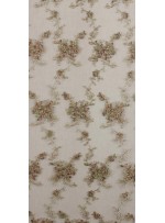 Çiçek Desenli Hardal Kordoneli Nakışlı Kumaş - K5046