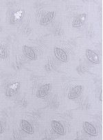 Tül Üzeri Yaprak Desenli Payetli Kumaş - Beyaz - K5149