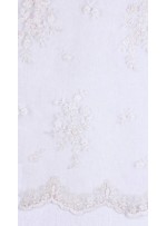 Kesilebilir Aplike Çiçekli Boncuklu Kemik Kumaş - 5403