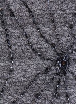 File Üzeri Örümcek Desenli Siyah Boncuklu Kumaş - K5461