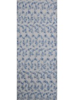 Yaprak Desenli Mavi Boncuklu Abiyelik Kumaş - K5472