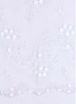 Çiçekli Boncuklu Beyaz Zarif İşlemeli Gelinlik Dantel Kumaş - K5649