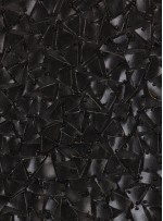 Şifon Üzeri Üçgen Desenli Elişi İşlemeli Siyah Payetli Kumaş - K5684
