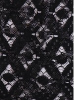 Baklava Desenli Payetli Siyah Dantel Kumaş - K8050