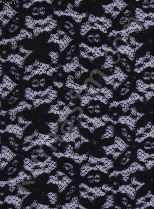 Pamuklu Dantel Kumaş  - Siyah - K8052