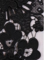 3 Boyutlu Çiçek Desenli  Siyah Dantel Güpürlü Kenar - Şerit - Bordür - K8077