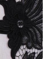 3 Boyutlu Çiçek Desenli  Siyah Dantel Güpürlü Kenar - Şerit - Bordür - K8078