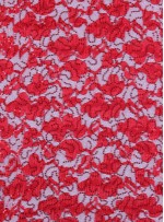 Çiçek Desenli Kırmızı Payetli Dantel Kumaş - K8824